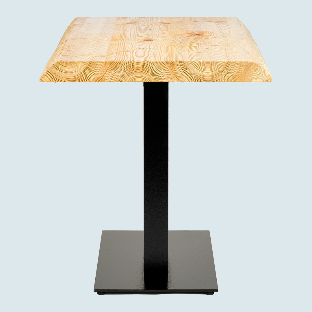 Gastro-Tisch "Mahlzeit" aus Massivholz - hell, Baumkante, Metallgestell