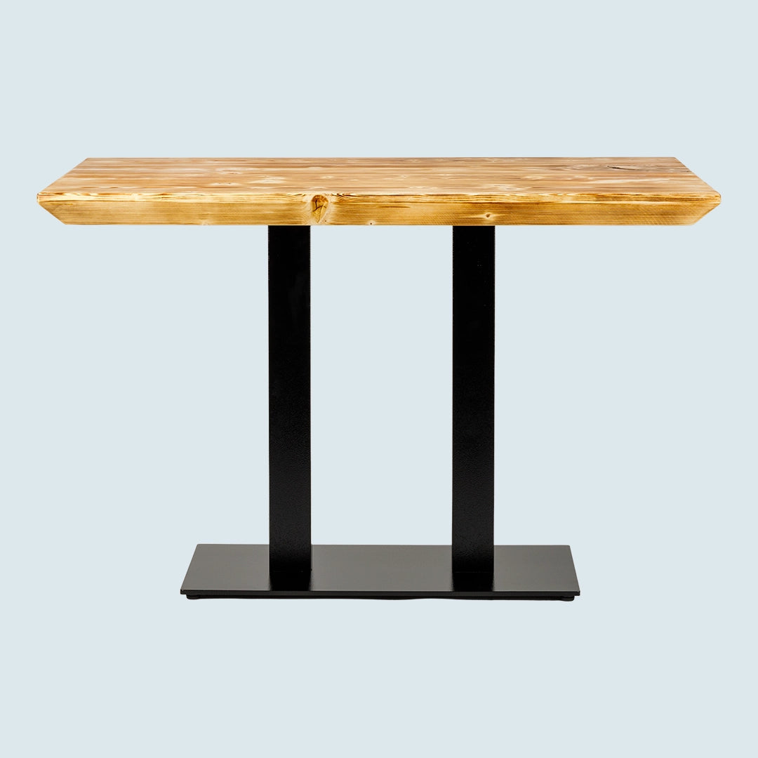 Gastro-Tisch mit geflammter Tischplatte und Schweizer Tischkante - Seitenansicht