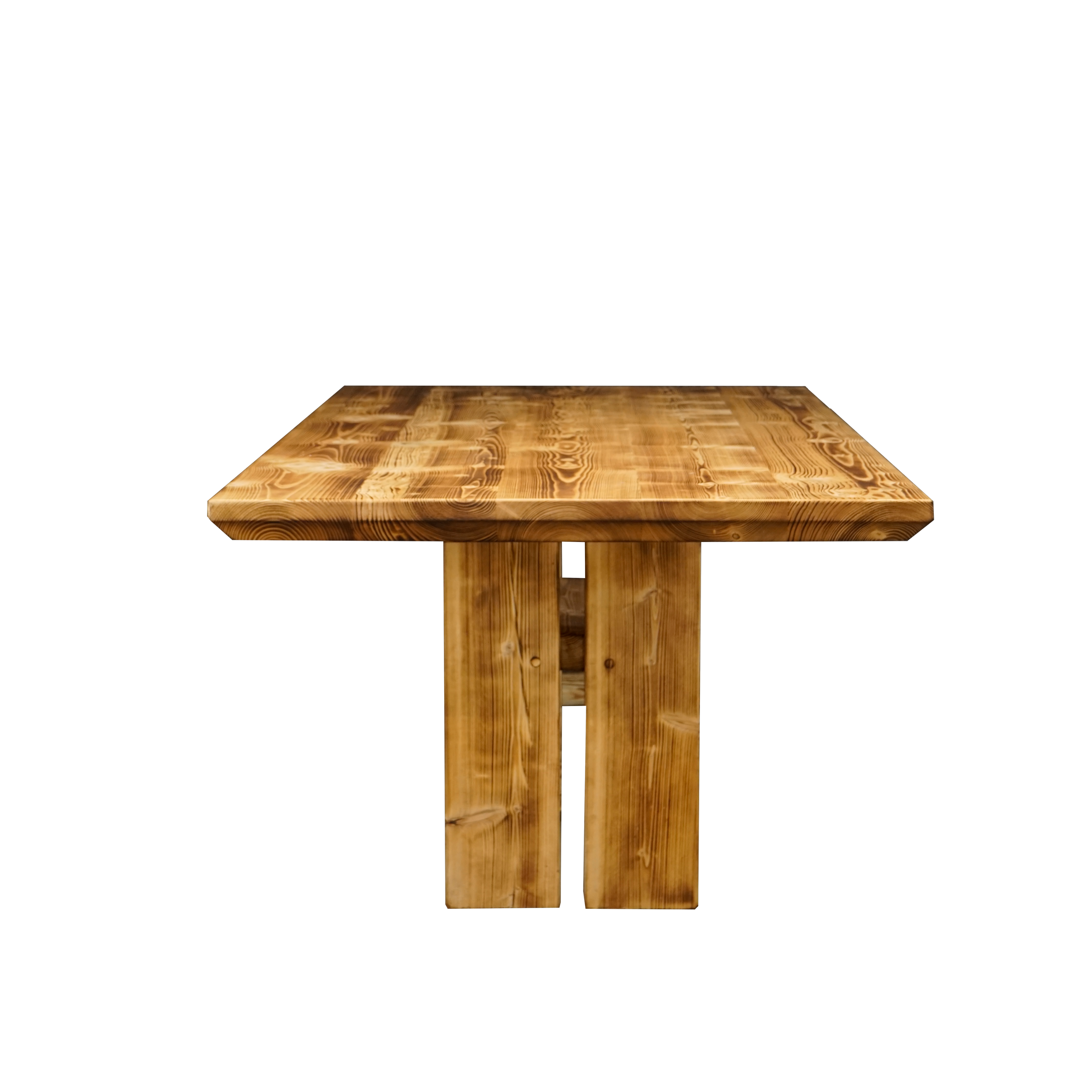 Massivholztisch "Schwarzwaldkraft" mit Schweizerkante – 100 cm breit – geflammt