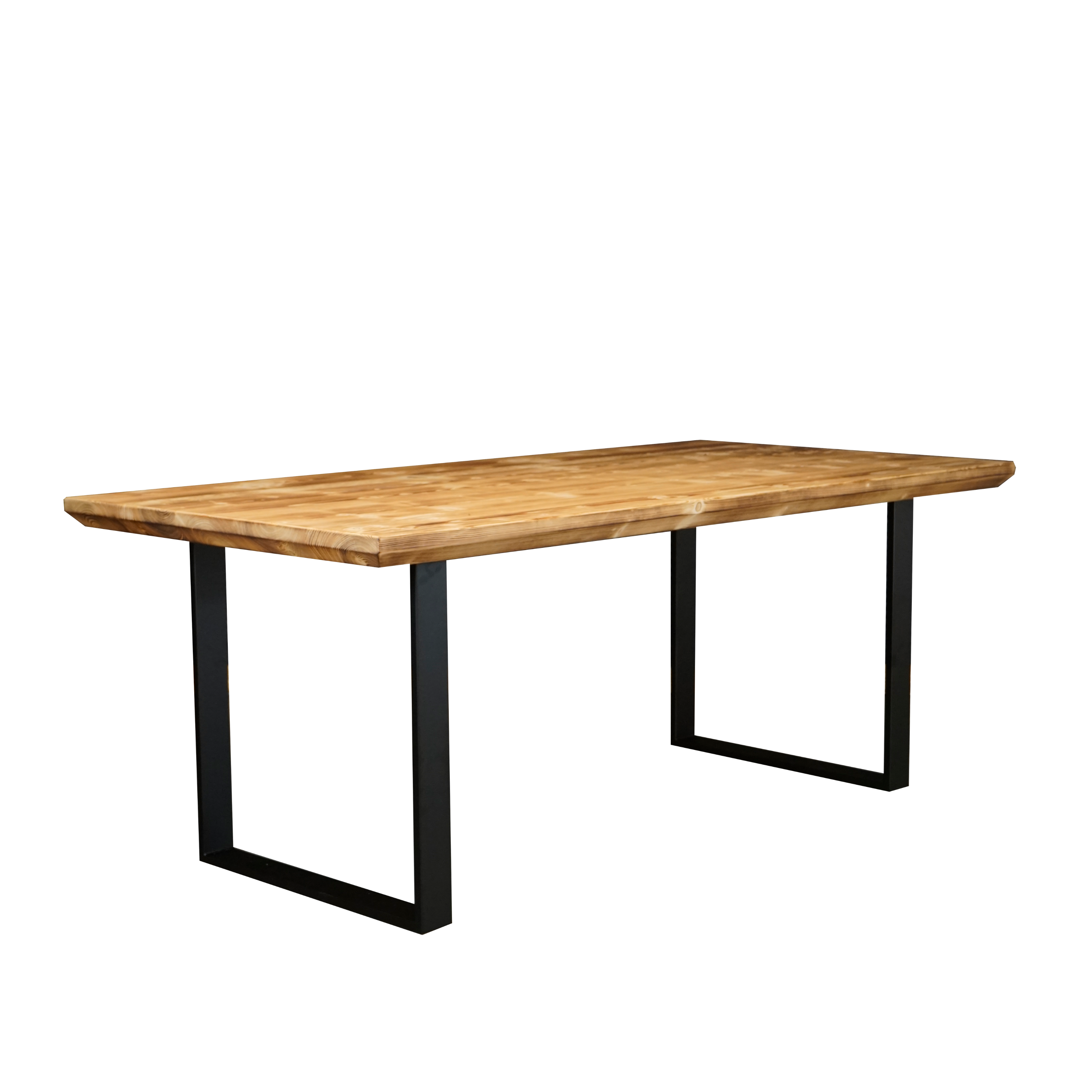 Massivholztisch "Schwarzwaldkraft" mit Schweizerkante – 100 cm breit – geflammt