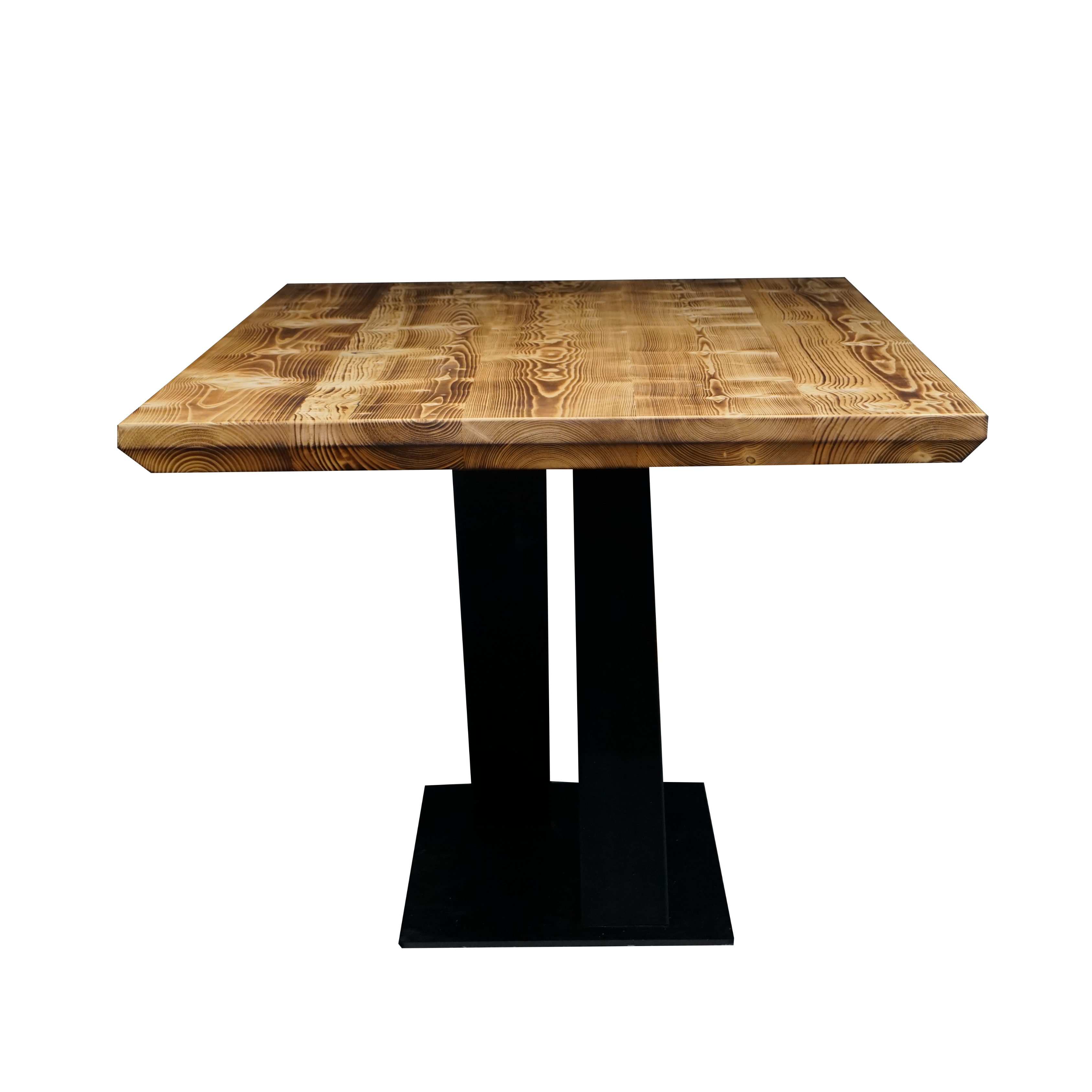 Massivholztisch "Schwarzwaldkraft" mit Schweizerkante – 100 cm breit – geflammt