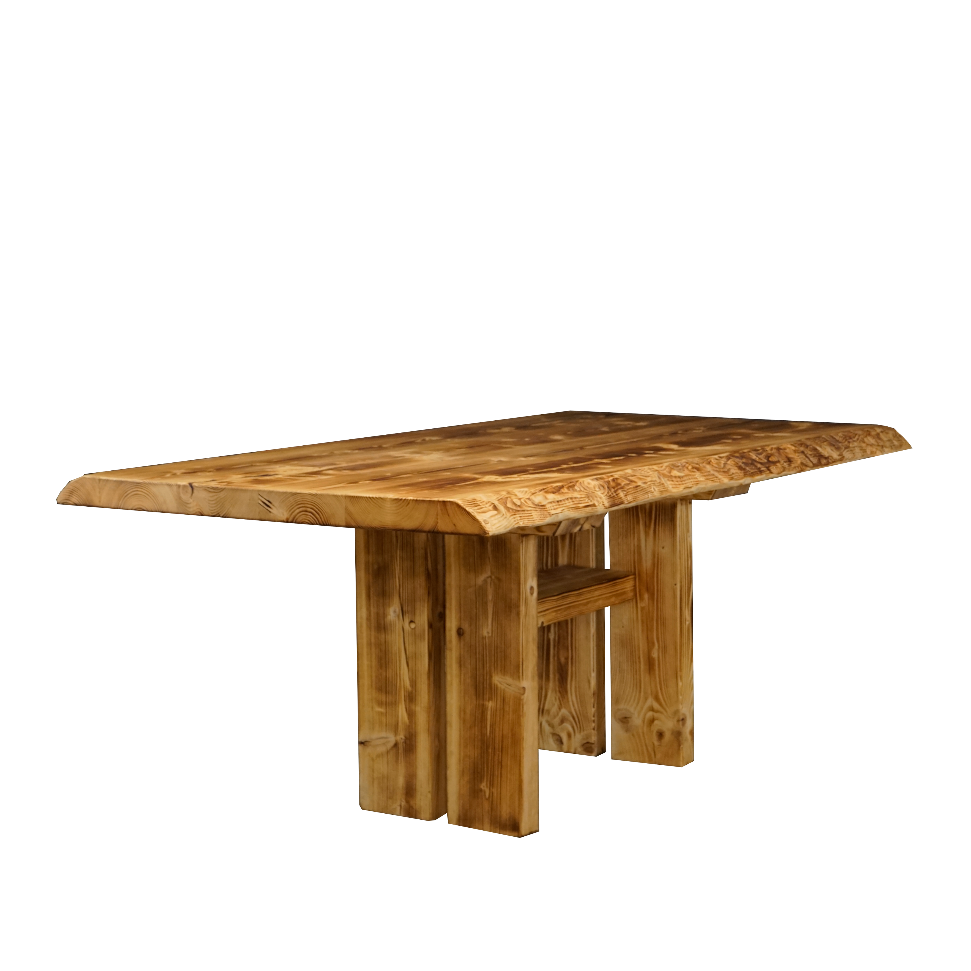 Massivholztisch "Schwarzwaldkraft" mit Baumkante – 80 cm breit – geflammt