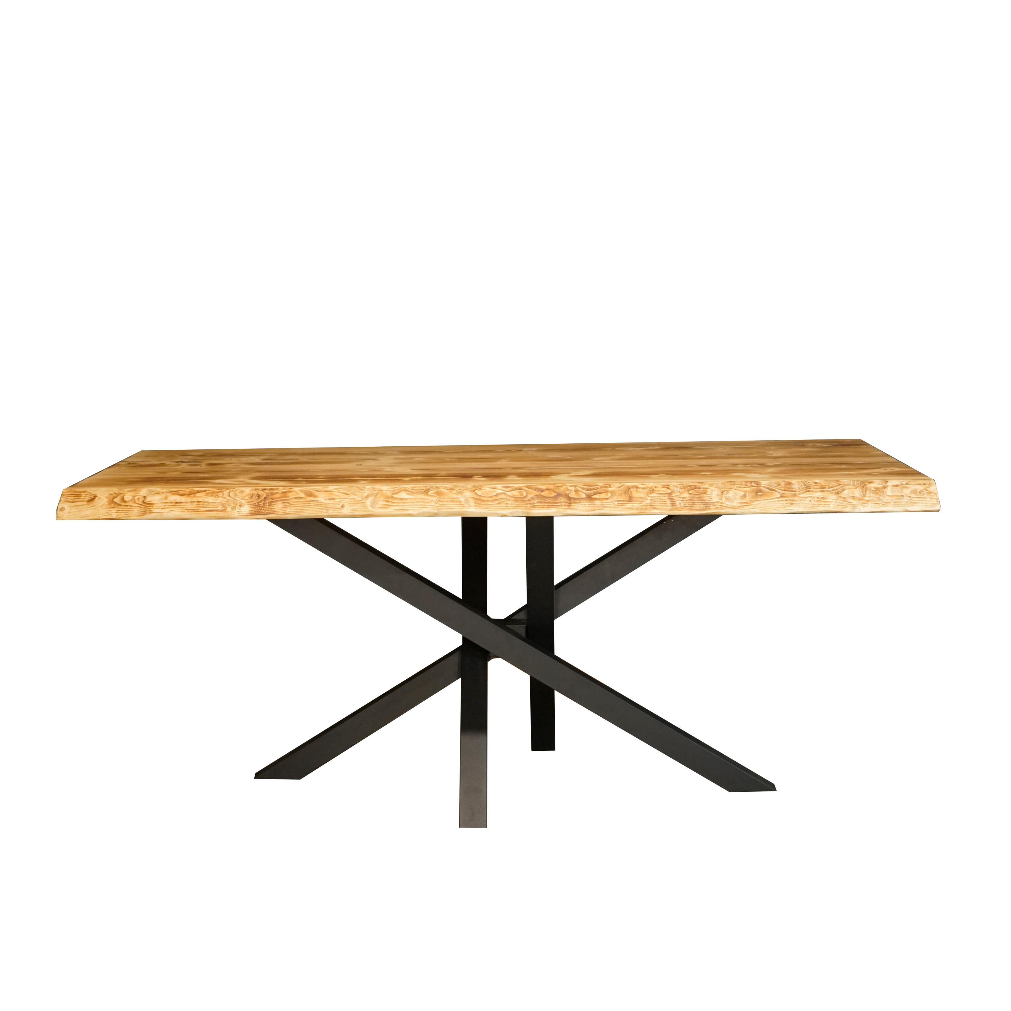 Massivholztisch "Schwarzwaldkraft" mit Baumkante – 80 cm breit – geflammt