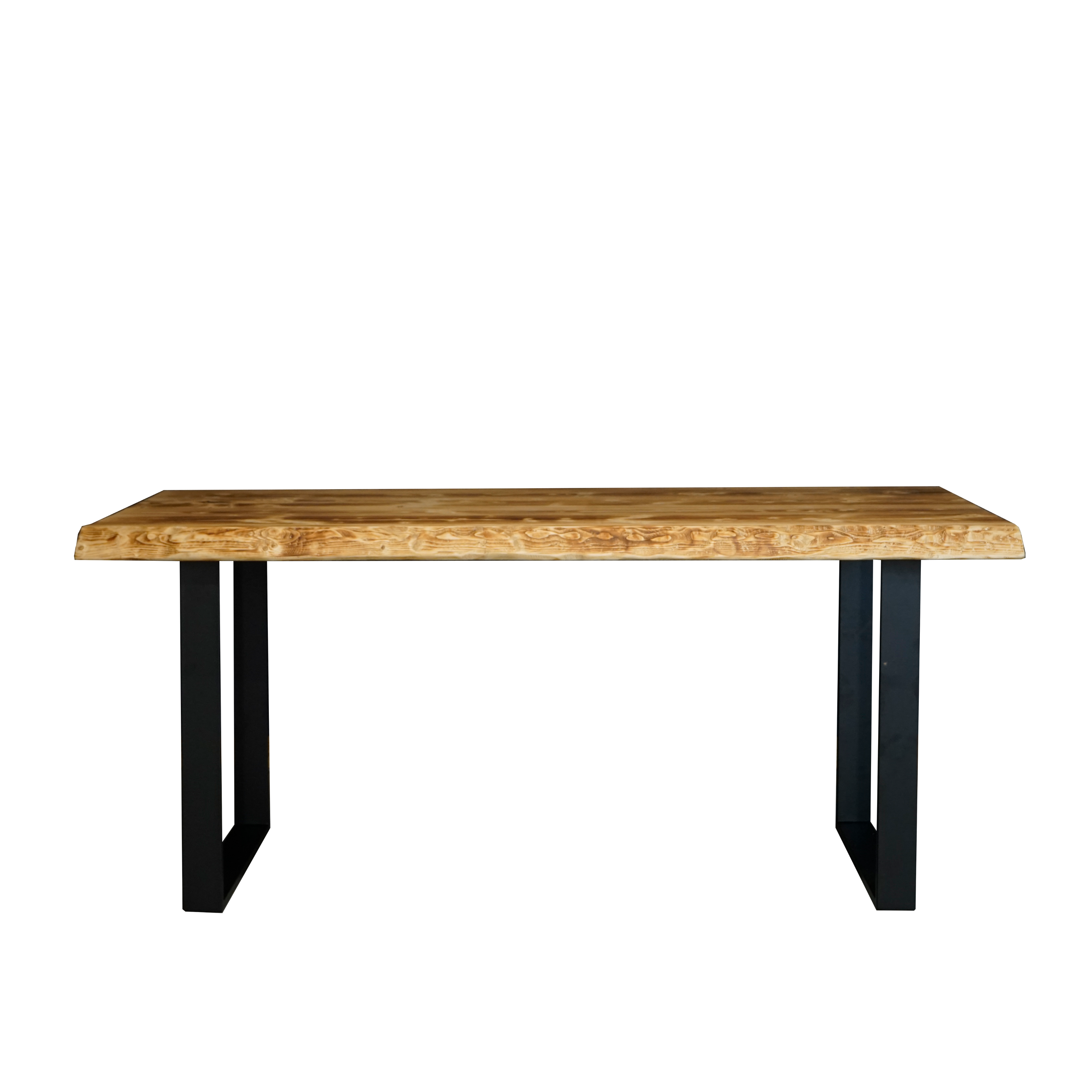 Massivholztisch "Schwarzwaldkraft" mit Baumkante – 80 cm breit – geflammt