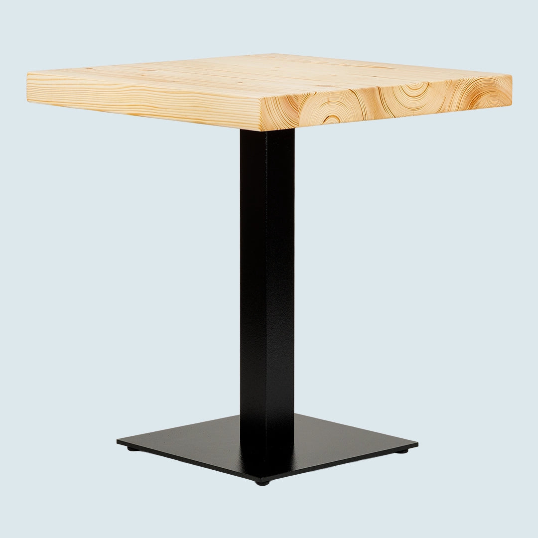 Gastro-Tisch "Mahlzeit" aus Massivholz - hell, gerade Kante, Metallgestell