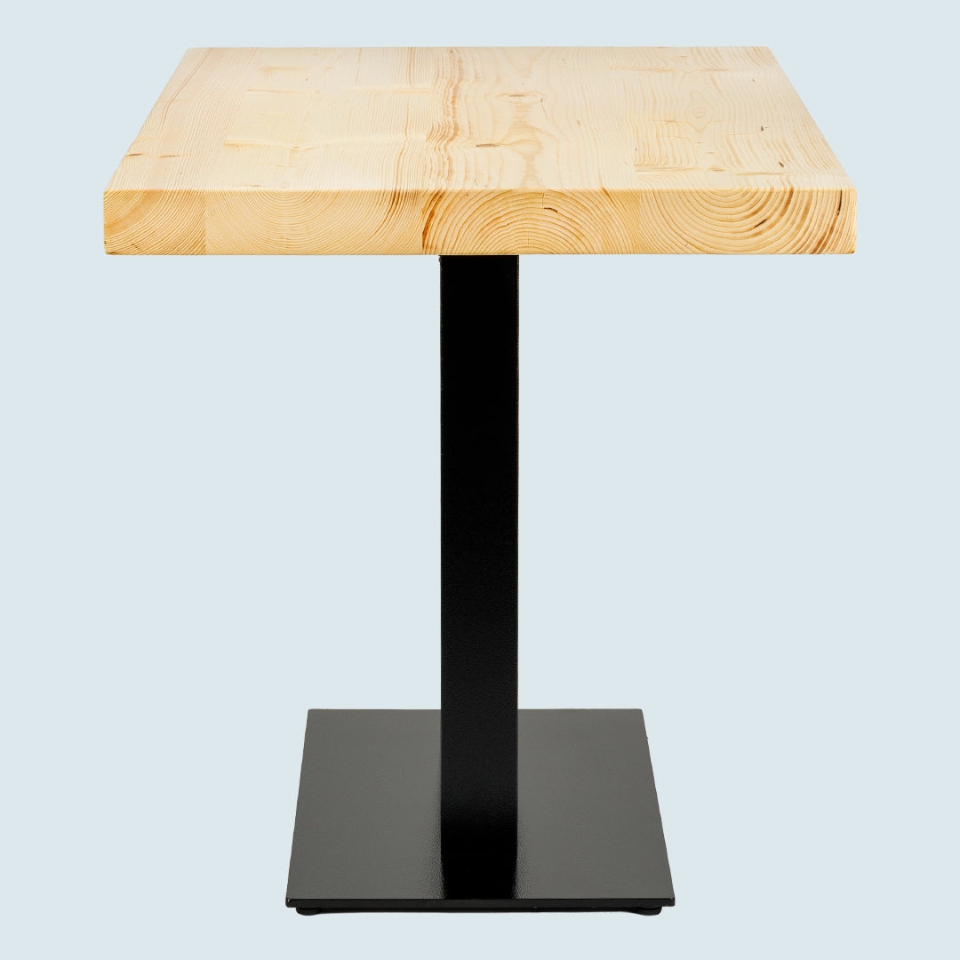 Gastro-Tisch "Mahlzeit" aus Massivholz - hell, gerade Kante, Metallgestell