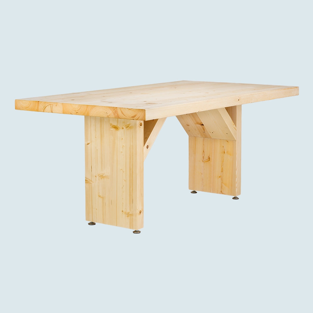 Massivholztisch "Schwarzwaldkraft" – hell, gerade Kante, Holzgestell, in verschied. Größen