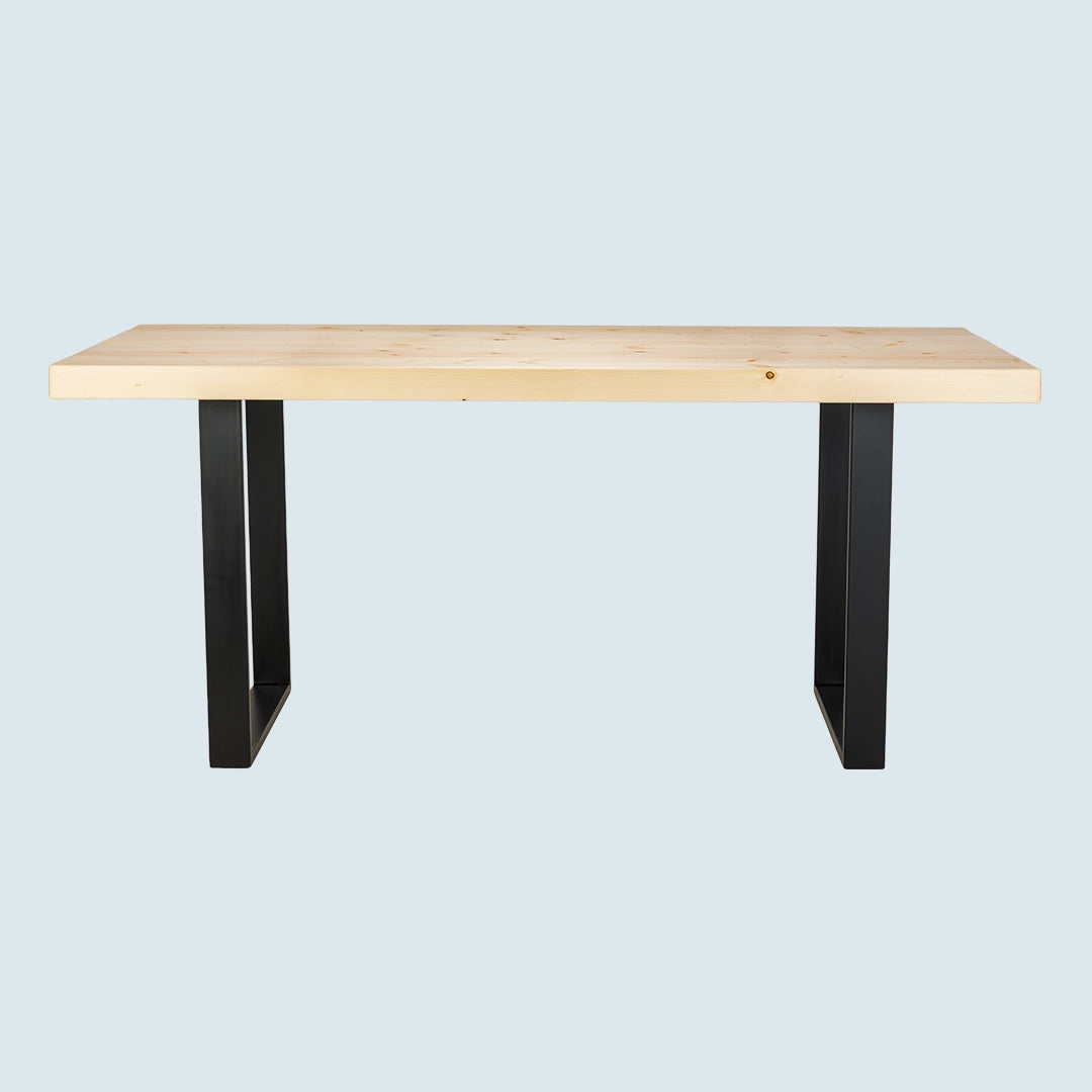 Massivholztisch "Schwarzwaldkraft" – hell, gerade Kante, Metallgestell, in verschied. Größen