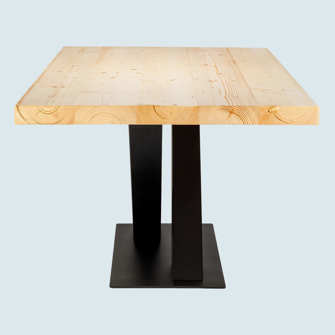 Massivholztisch "Schwarzwaldkraft" – hell, gerade Kante, Metallgestell, in verschied. Größen