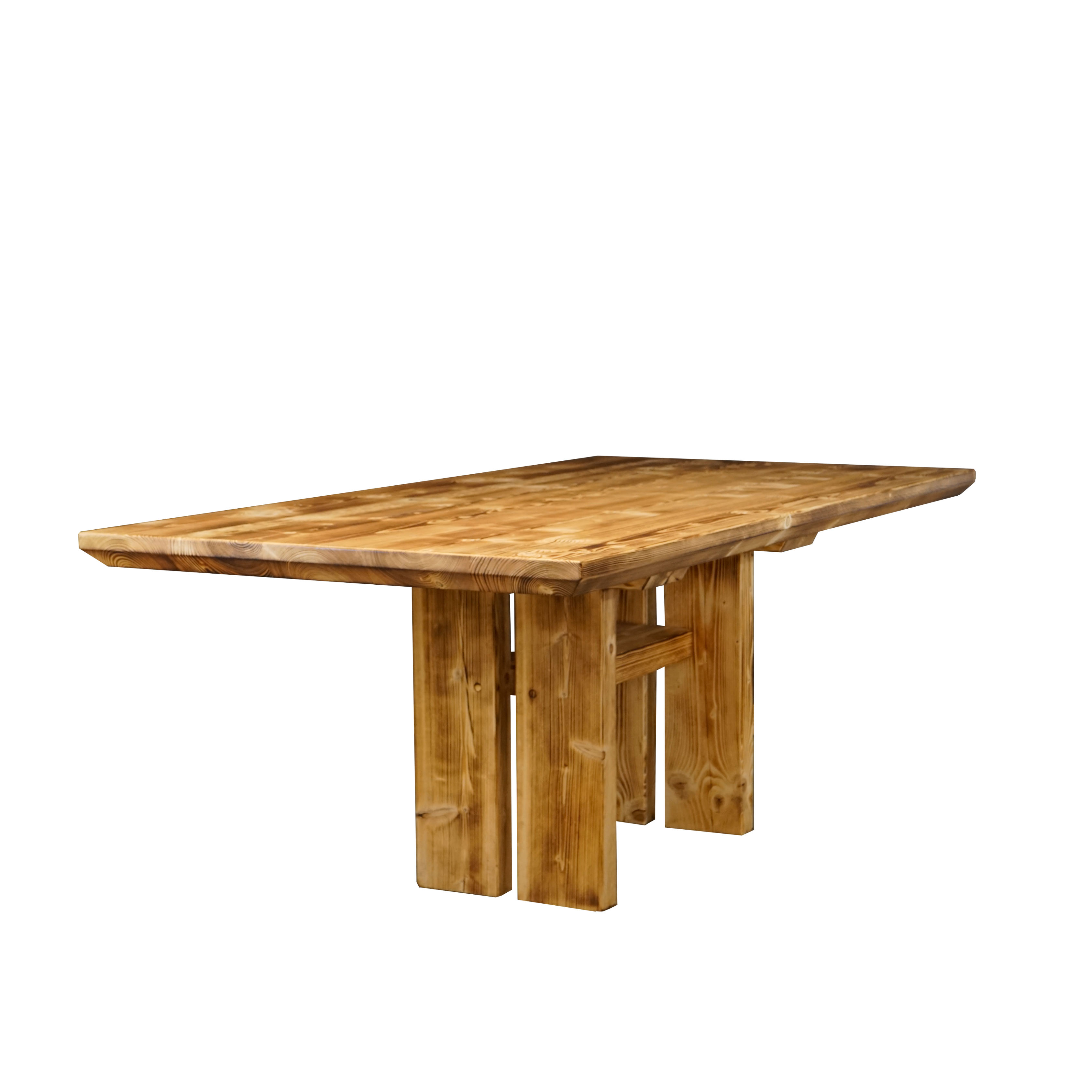 Massivholztisch "Schwarzwaldkraft" mit Schweizerkante – 100 cm breit – geflammt