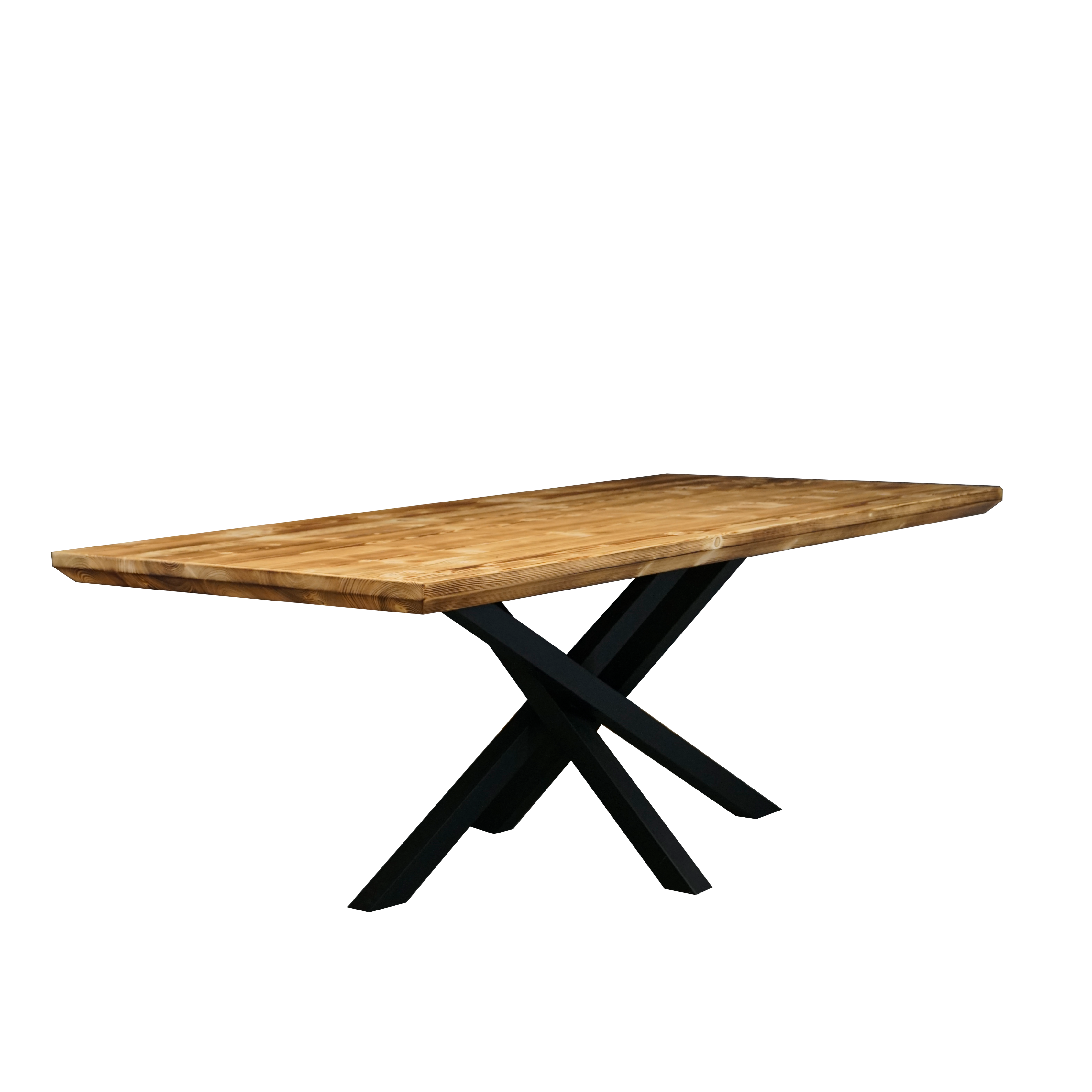 Massivholztisch "Schwarzwaldkraft" mit Schweizerkante – 100 cm breit – geflammt