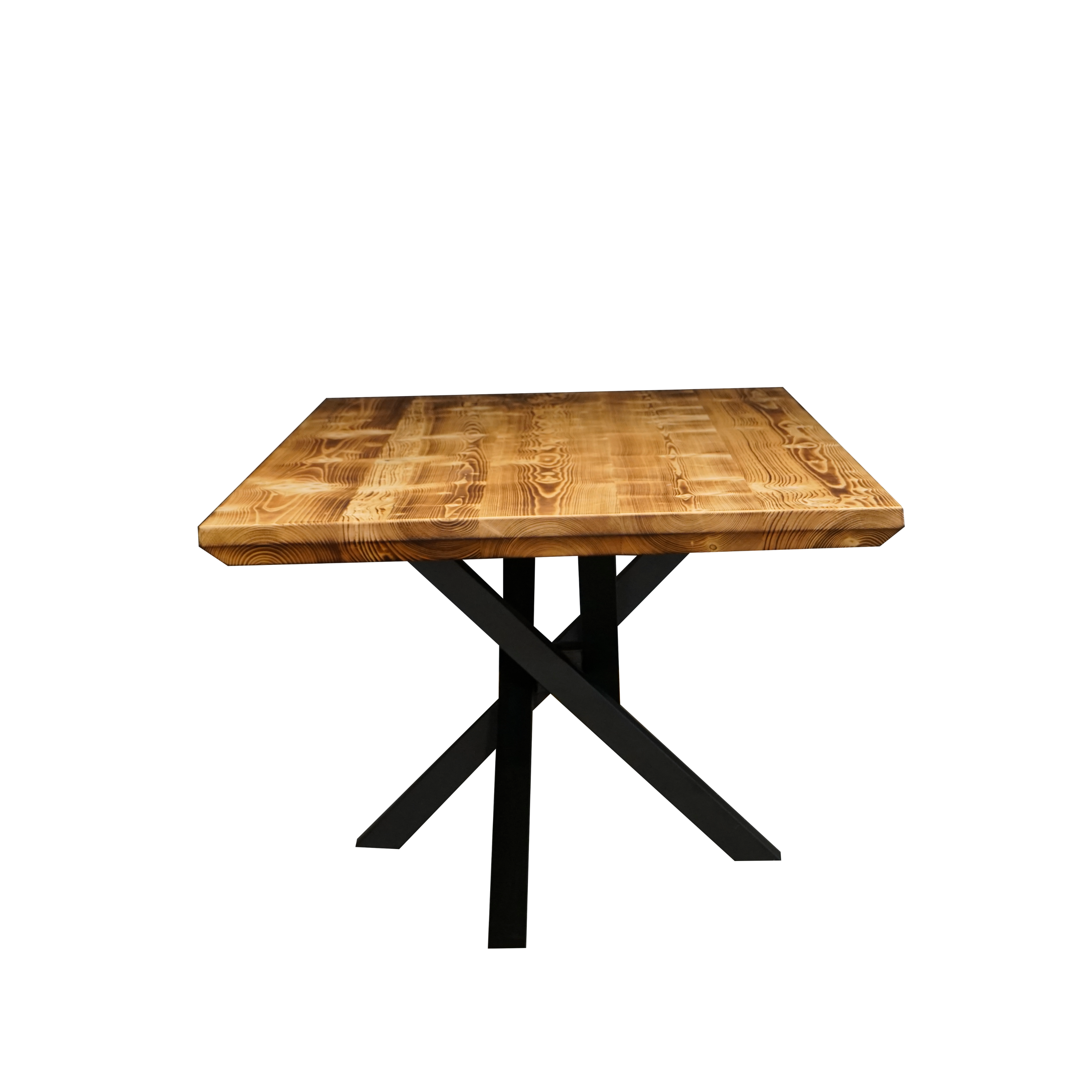 Massivholztisch "Schwarzwaldkraft" mit Schweizerkante – 80 cm breit – geflammt