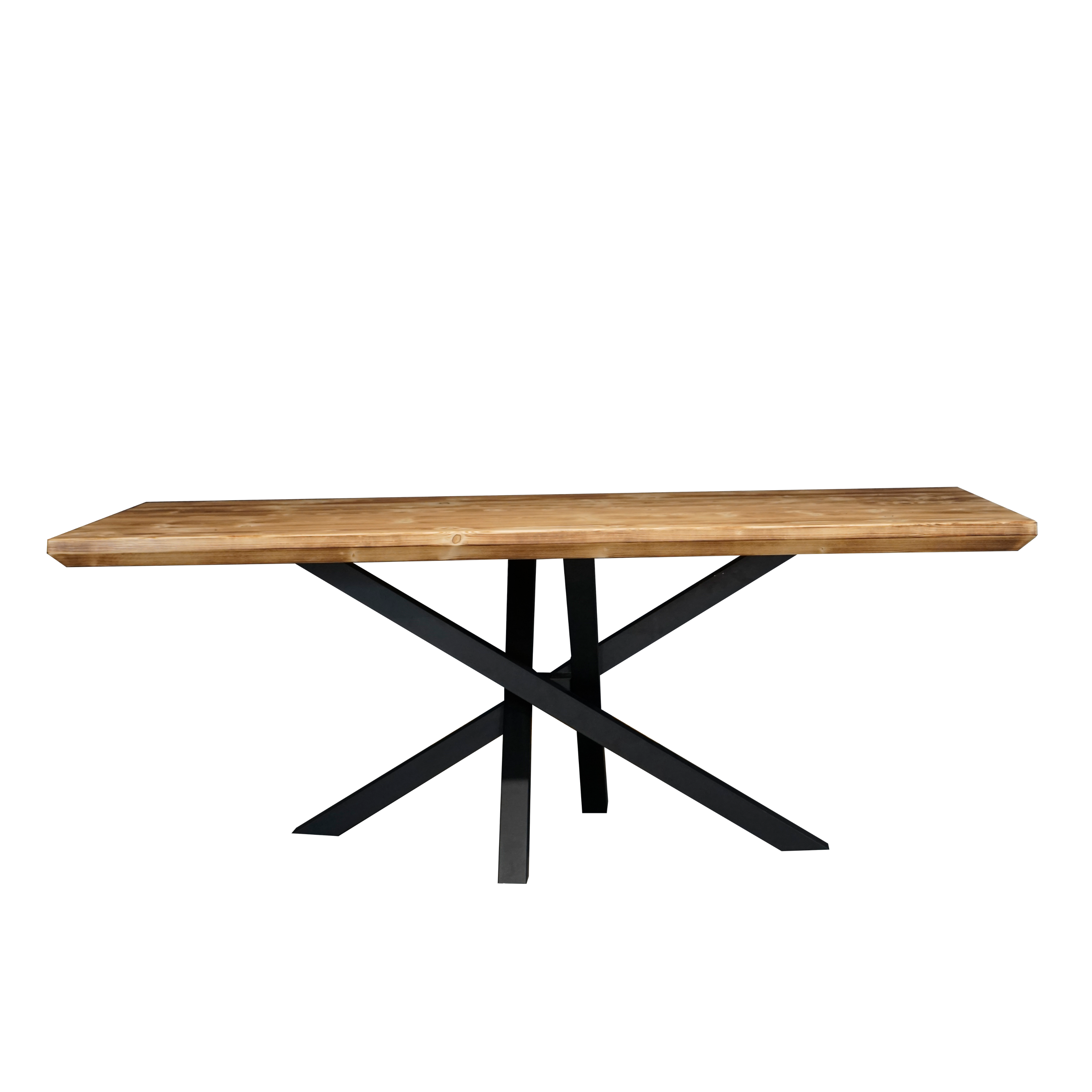 Massivholztisch "Schwarzwaldkraft" mit Schweizerkante – 80 cm breit – geflammt