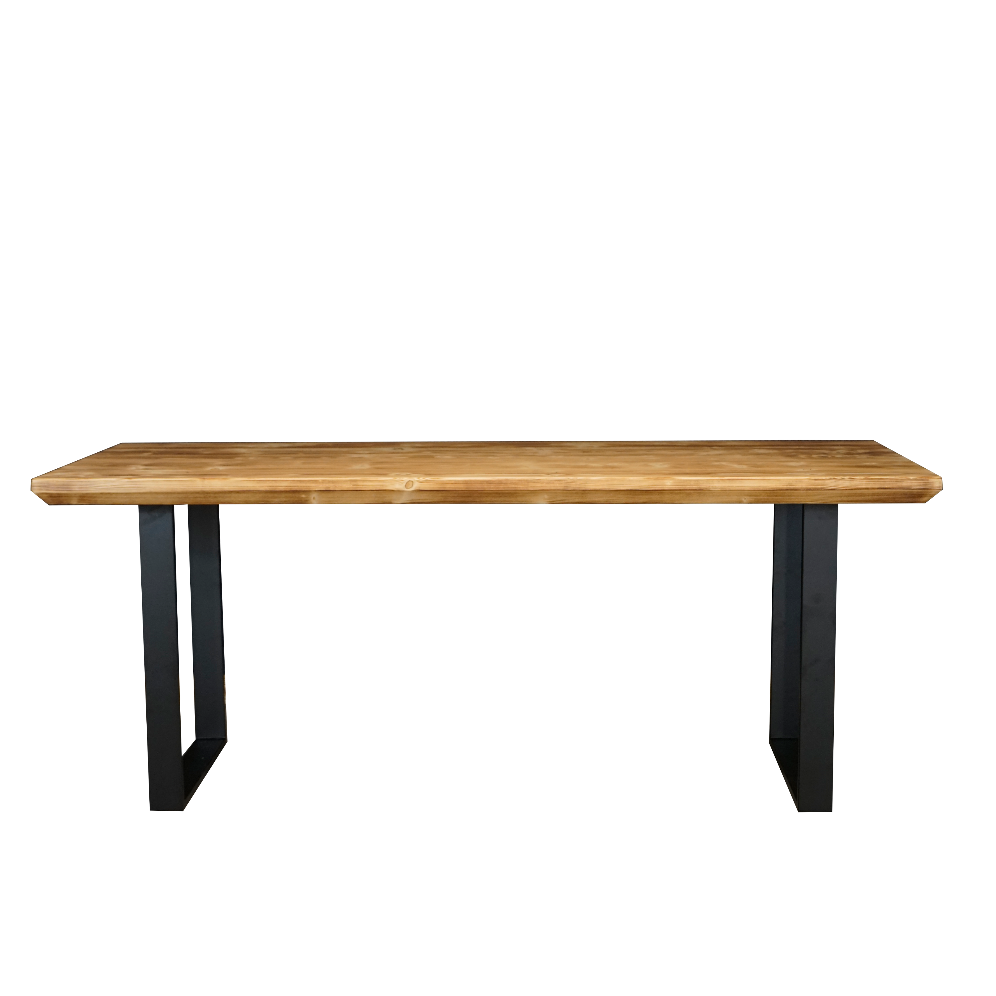 Massivholztisch "Schwarzwaldkraft" mit Schweizerkante – 100 cm breit – geflammt