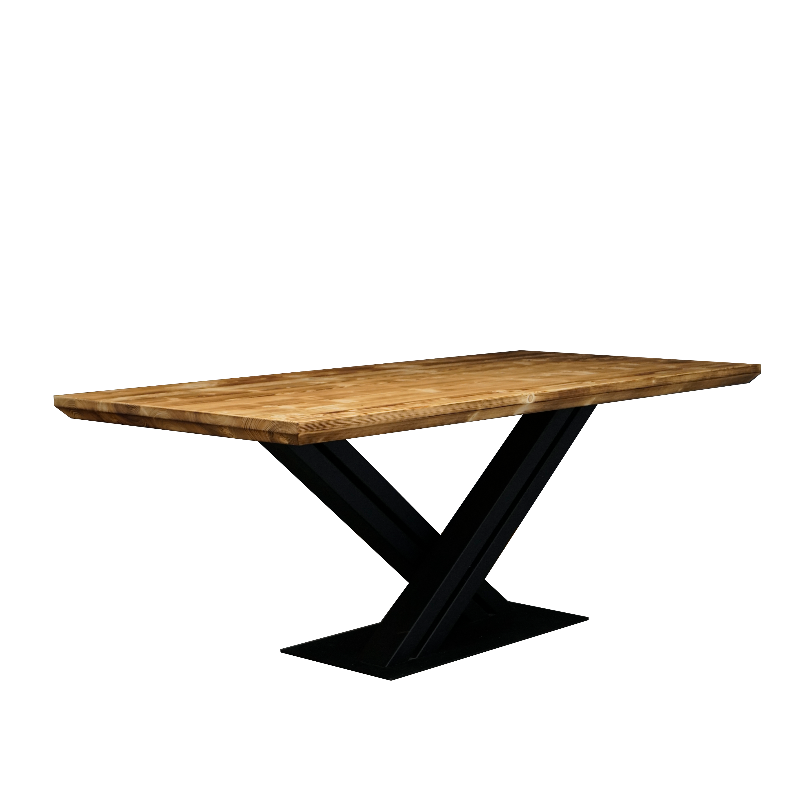 Massivholztisch "Schwarzwaldkraft" mit Schweizerkante – 80 cm breit – geflammt