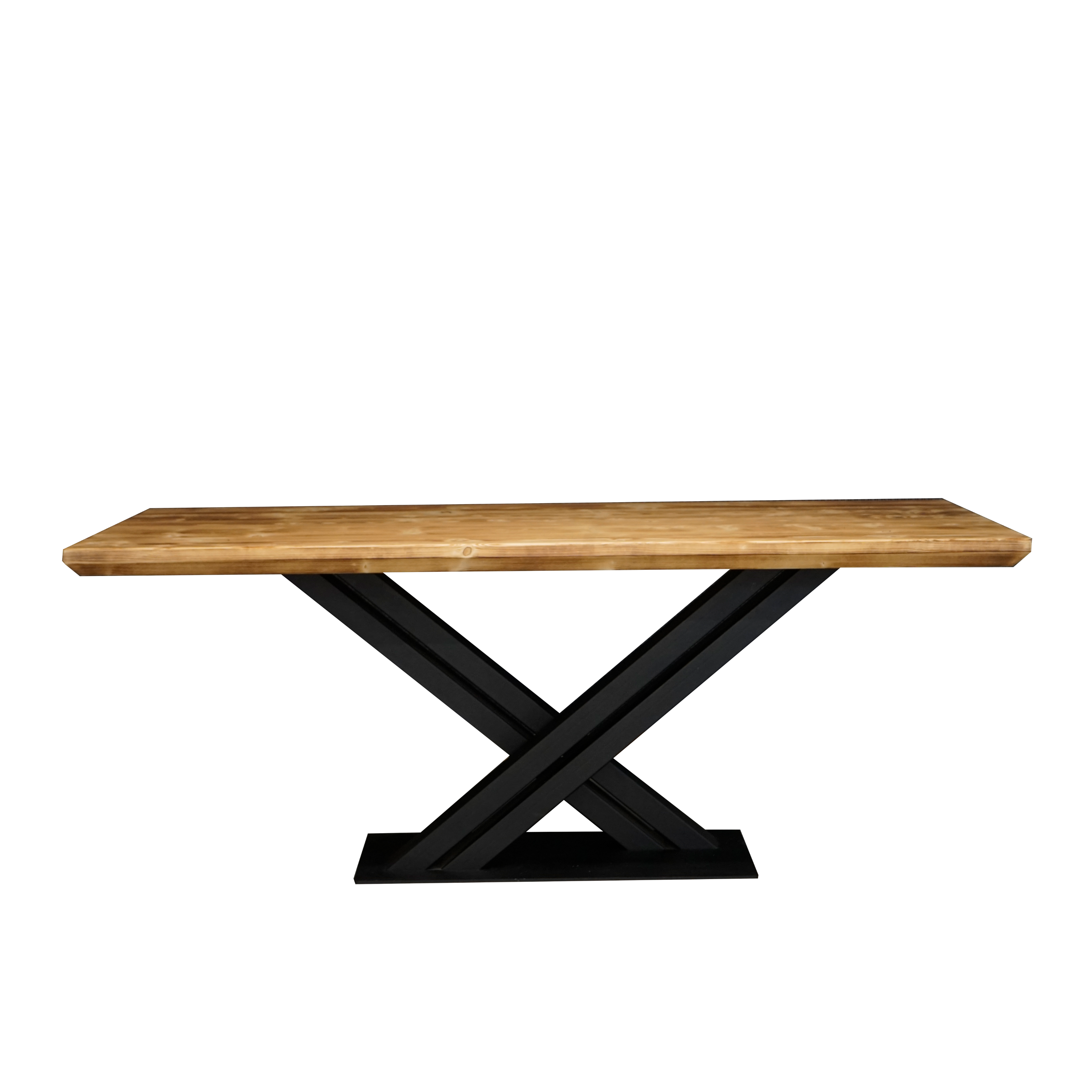 Massivholztisch "Schwarzwaldkraft" mit Schweizerkante – 80 cm breit – geflammt